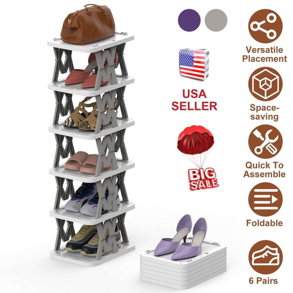 6-Tier Foldable Narrow Shoe Rack