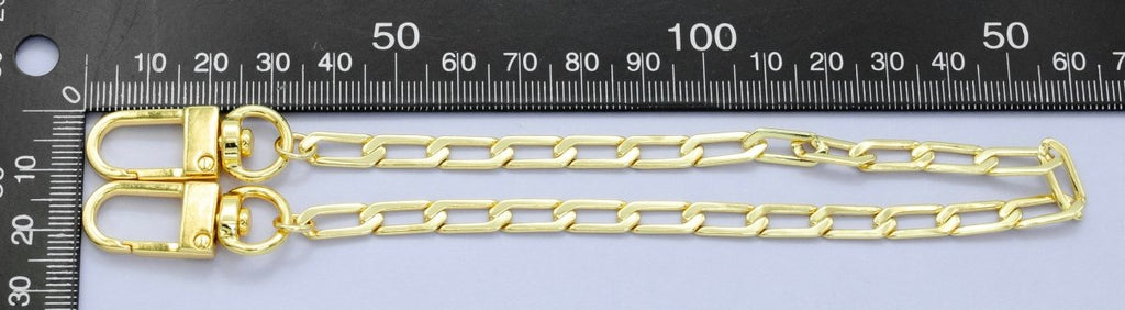 24K Gold Filled 11.5 Inch Paperclip Curb Chain Bag Purse Charm Keychain Findings | WA-2940