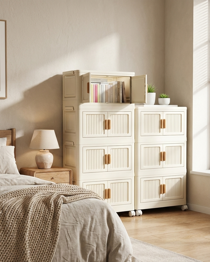Foldable Rolling Storage Cabinet
