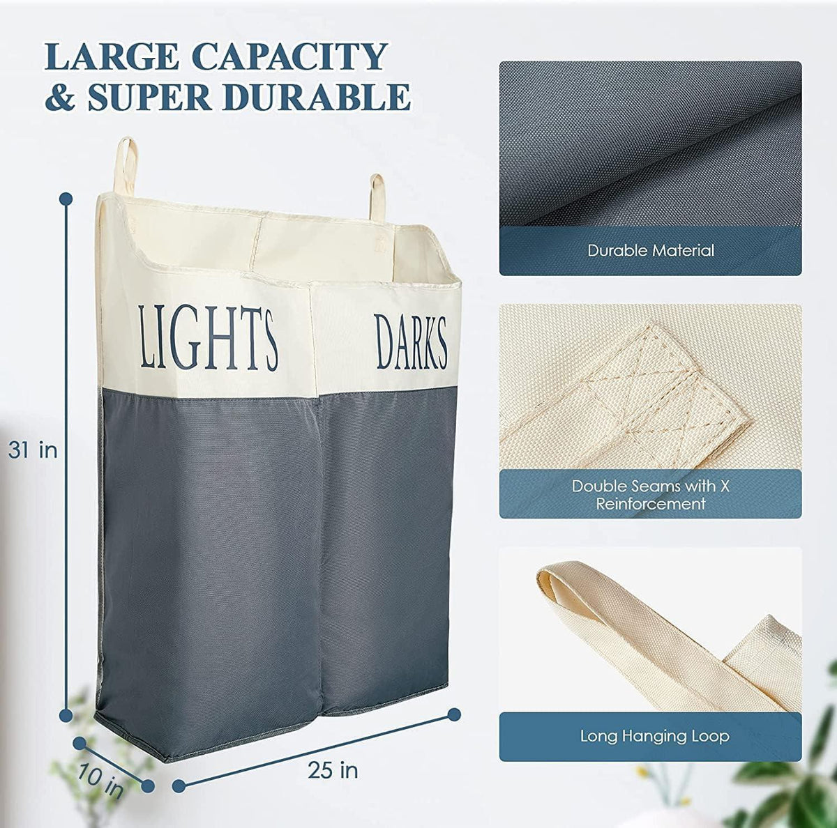 Double-Compartment Hanging Laundry Hamper
