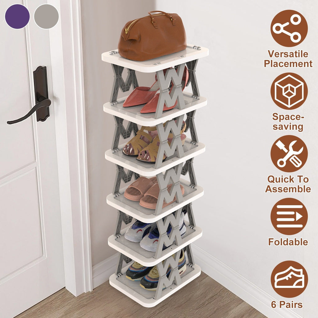 6-Tier Foldable Narrow Shoe Rack