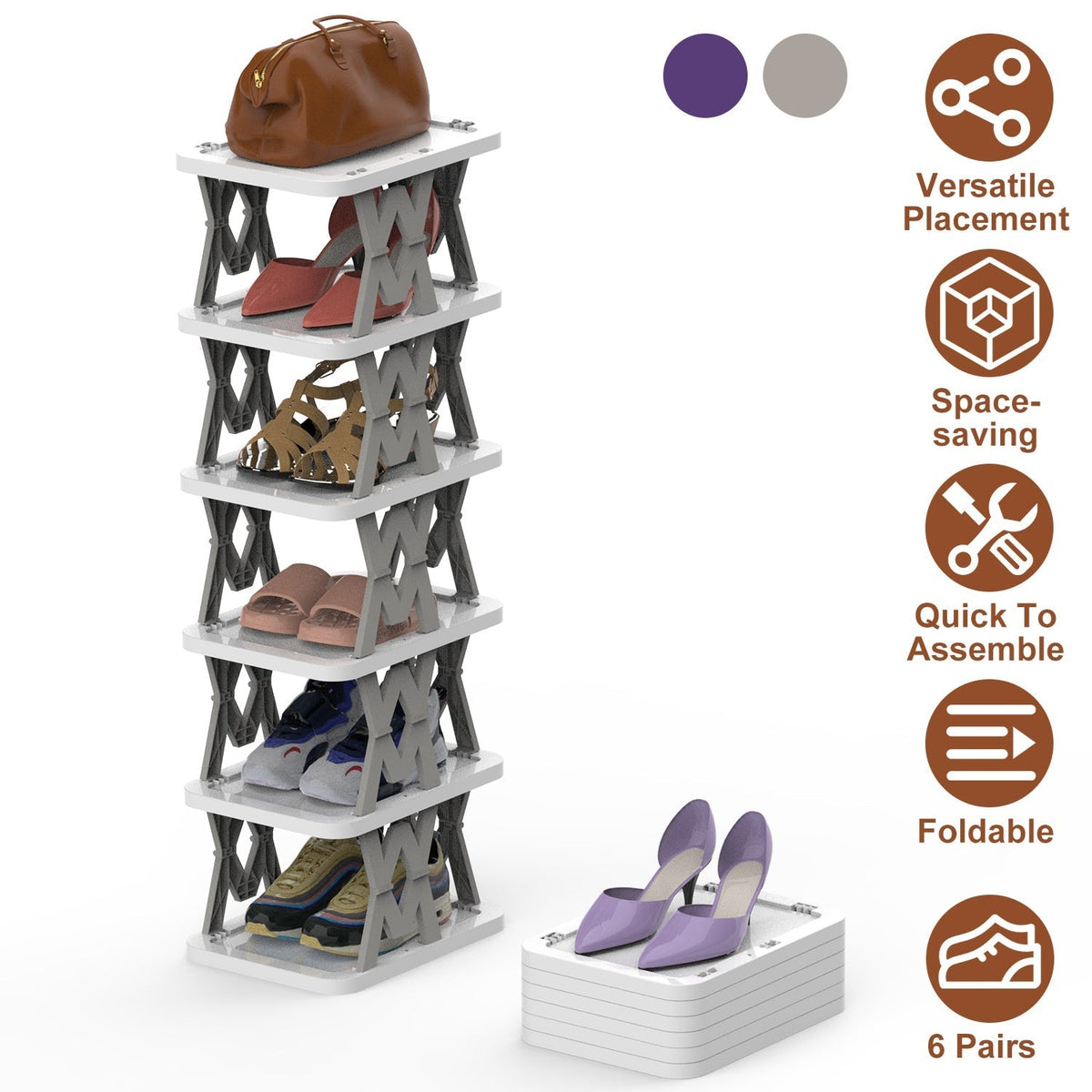 6-Tier Foldable Narrow Shoe Rack