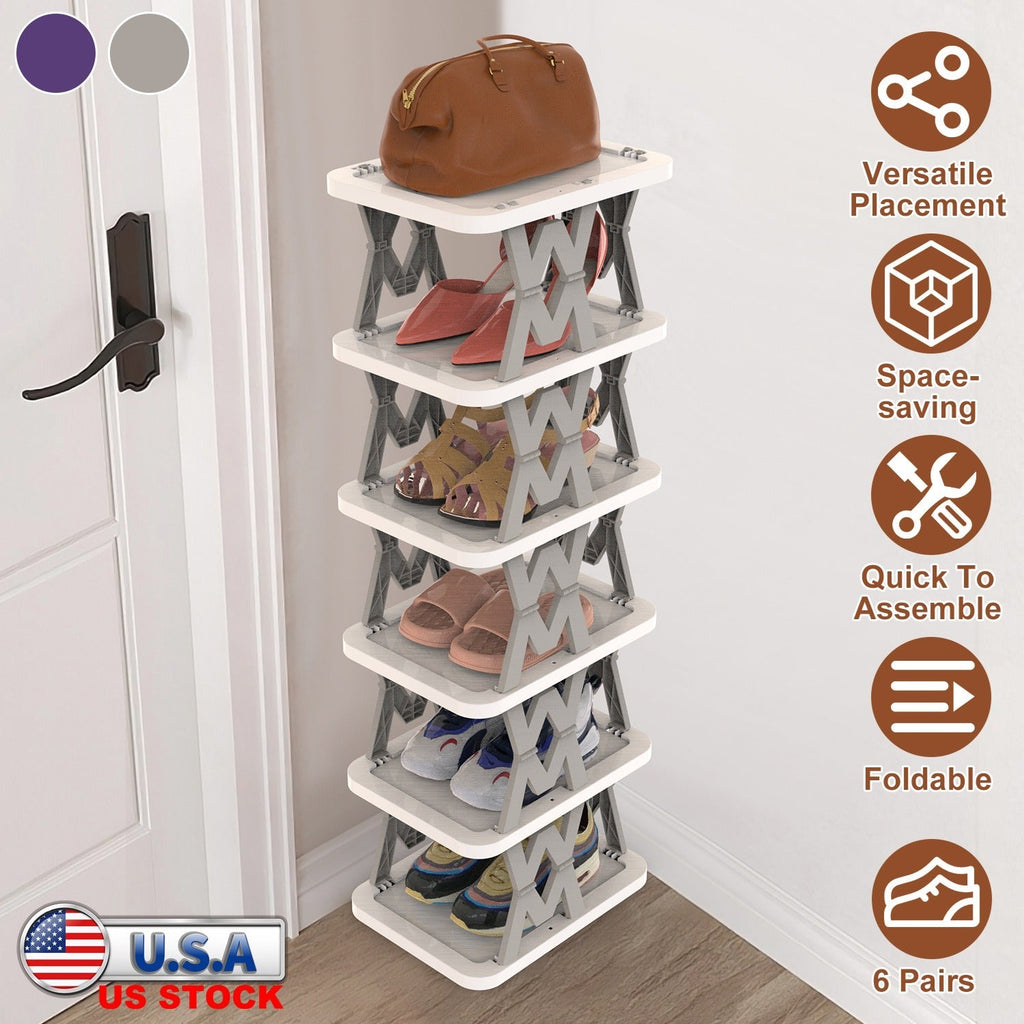 6-Tier Foldable Narrow Shoe Rack
