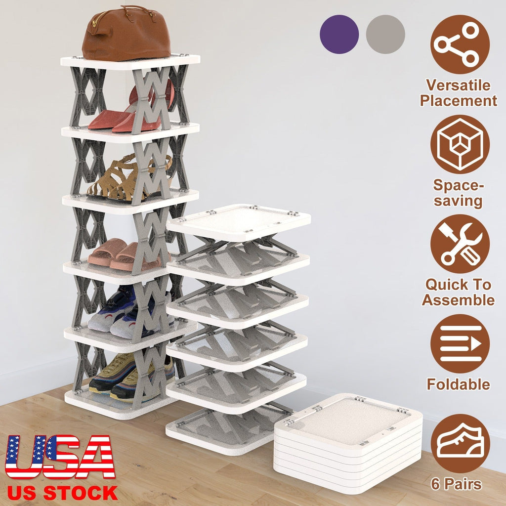 6-Tier Foldable Narrow Shoe Rack