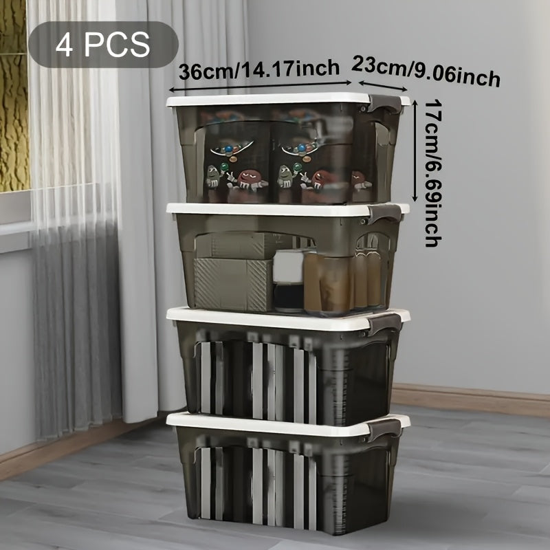 4PCS Stackable Storage Boxes Clear