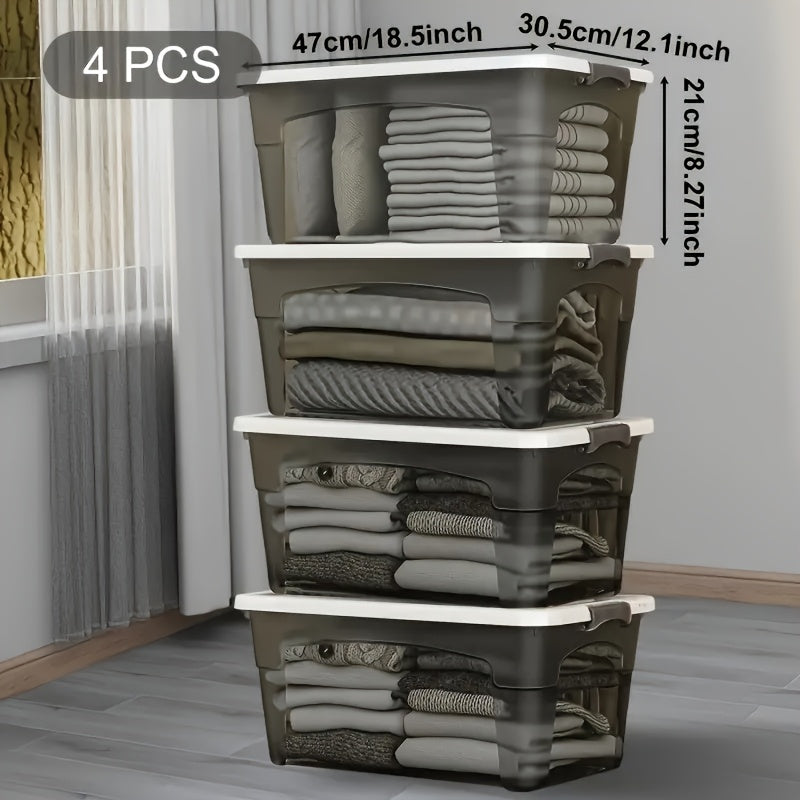 4PCS Stackable Storage Boxes Clear