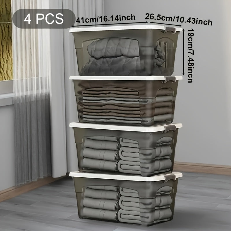 4PCS Stackable Storage Boxes Clear