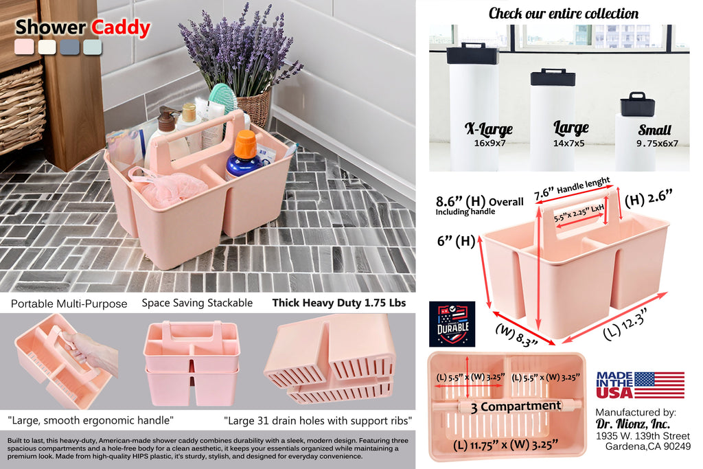 3-Compartment Portable Shower Caddy