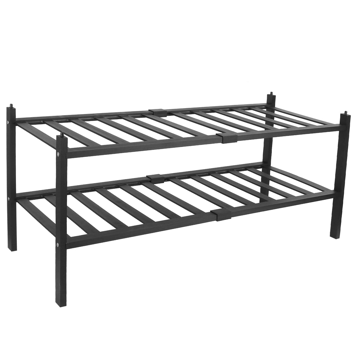 2-Tier Stackable Bamboo Shoe Rack
