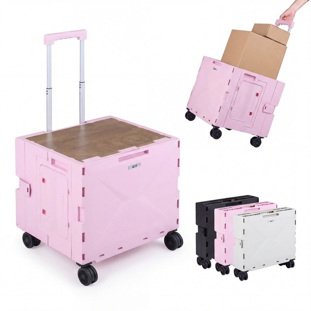 Foldable Rolling Utility Cart with Cup Holder
