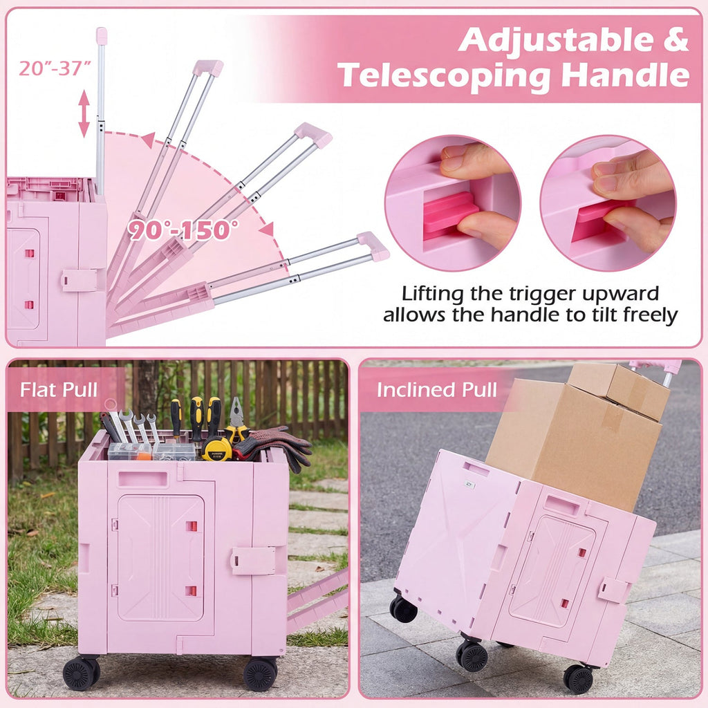 Foldable Rolling Utility Cart with Cup Holder