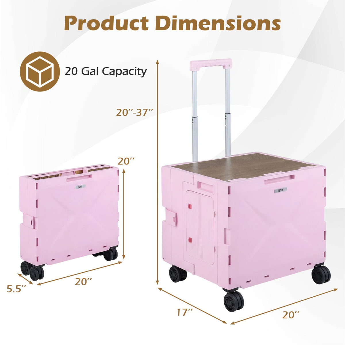 Foldable Rolling Utility Cart with Cup Holder