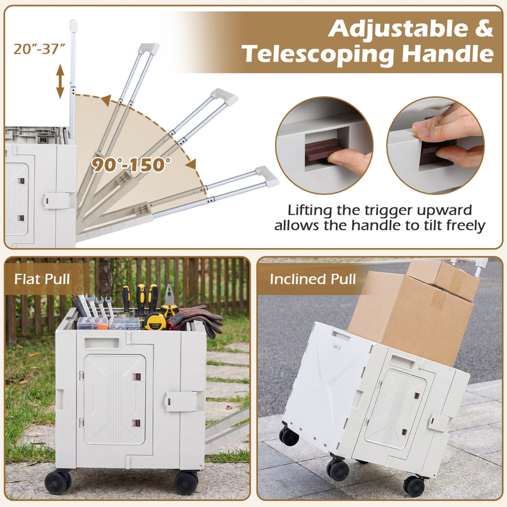Foldable Rolling Utility Cart with Cup Holder