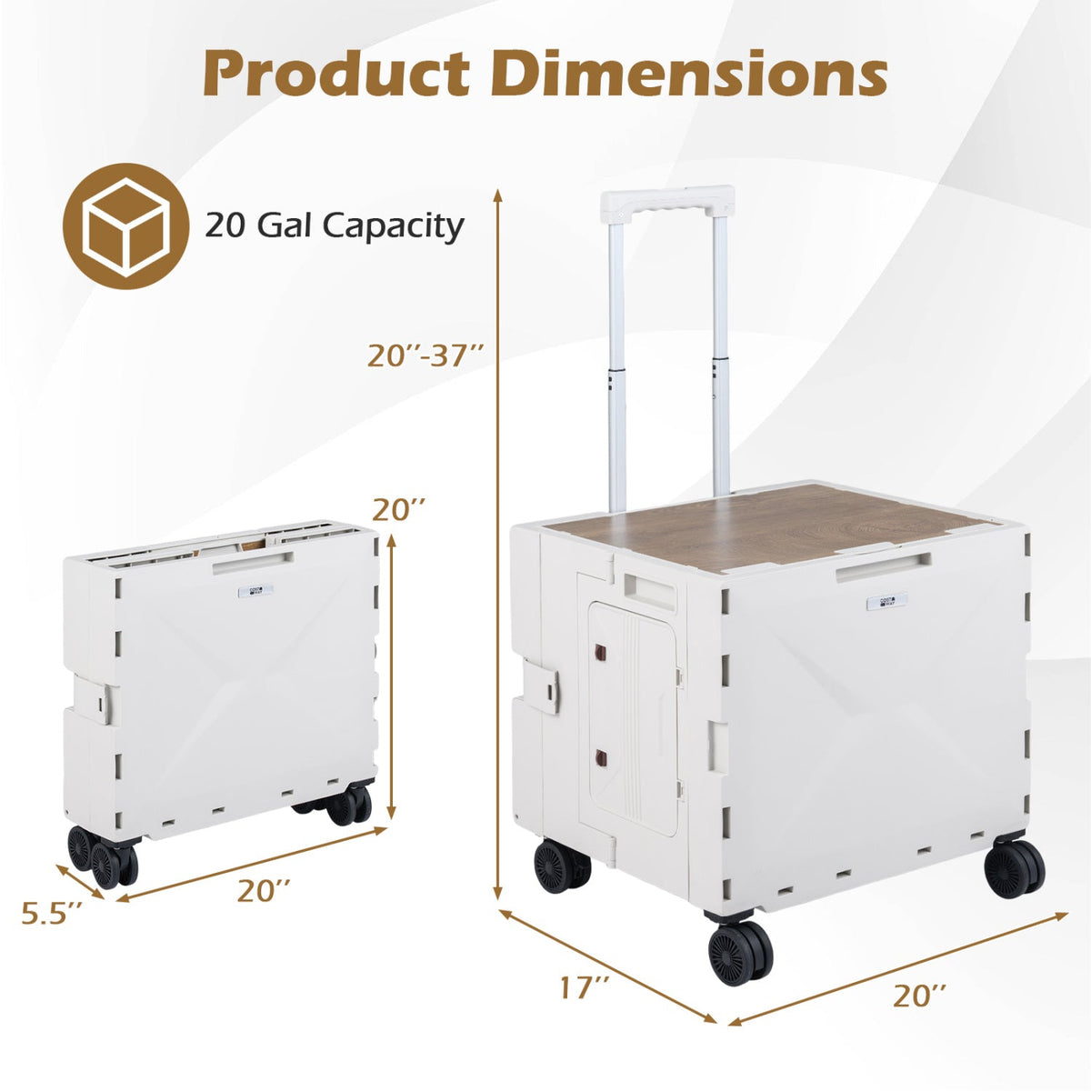Foldable Rolling Utility Cart with Cup Holder