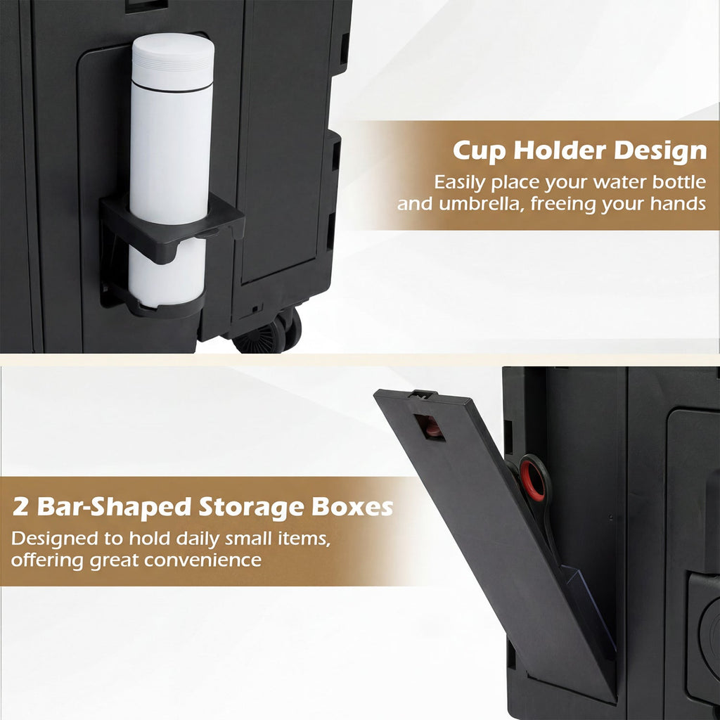 Foldable Rolling Utility Cart with Cup Holder