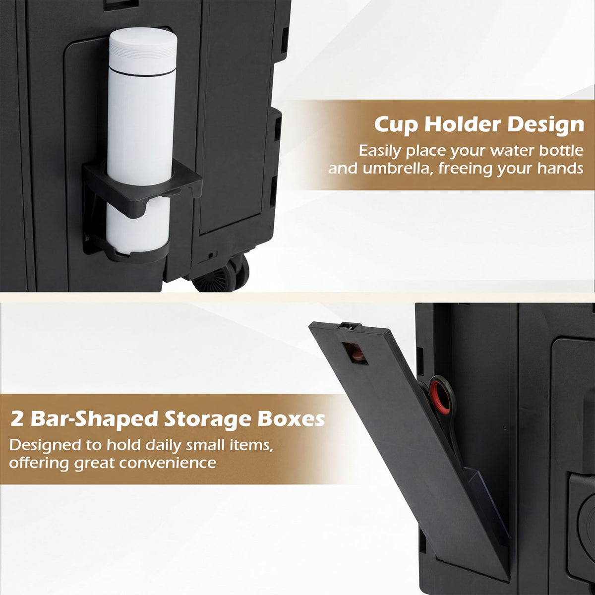 Foldable Rolling Utility Cart with Cup Holder