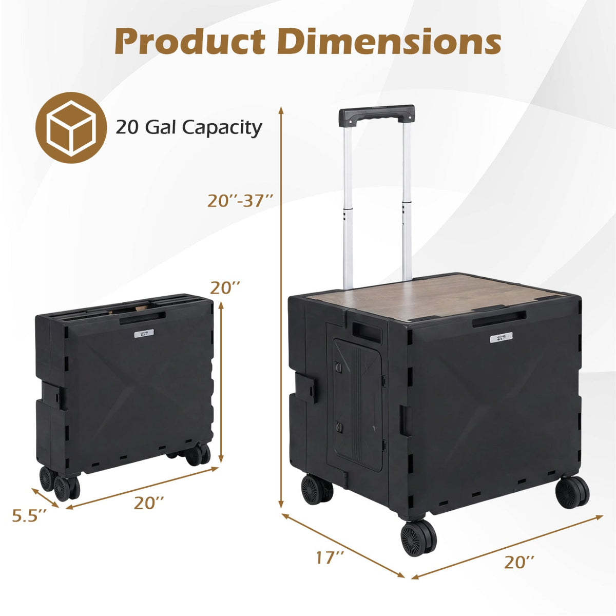 Foldable Rolling Utility Cart with Cup Holder