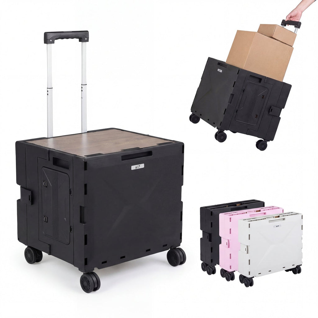Foldable Rolling Utility Cart with Cup Holder