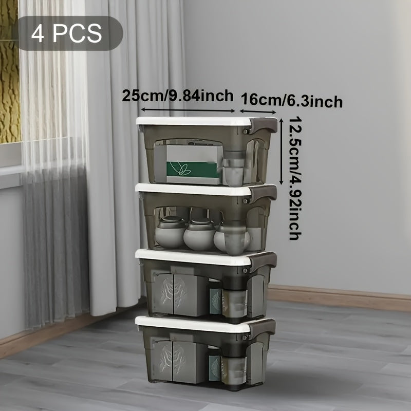4PCS Stackable Storage Boxes Clear