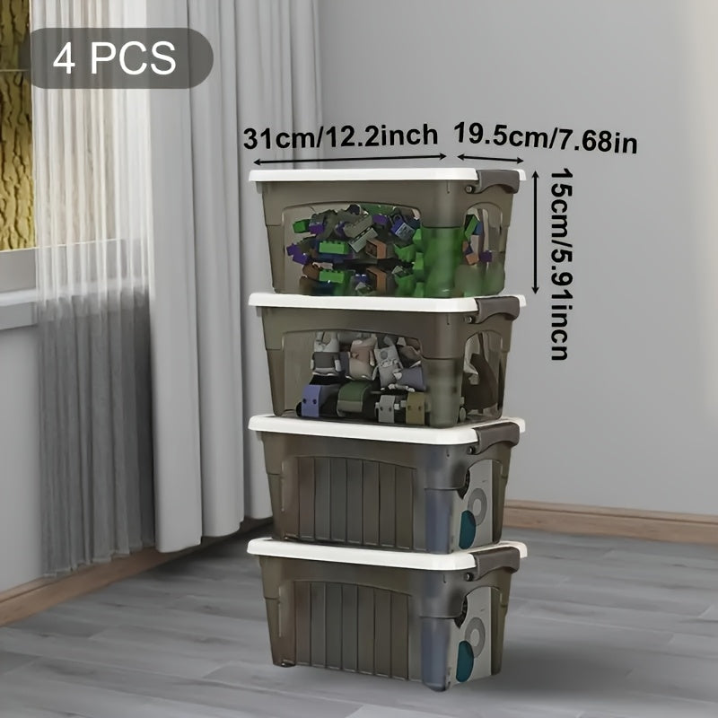 4PCS Stackable Storage Boxes Clear