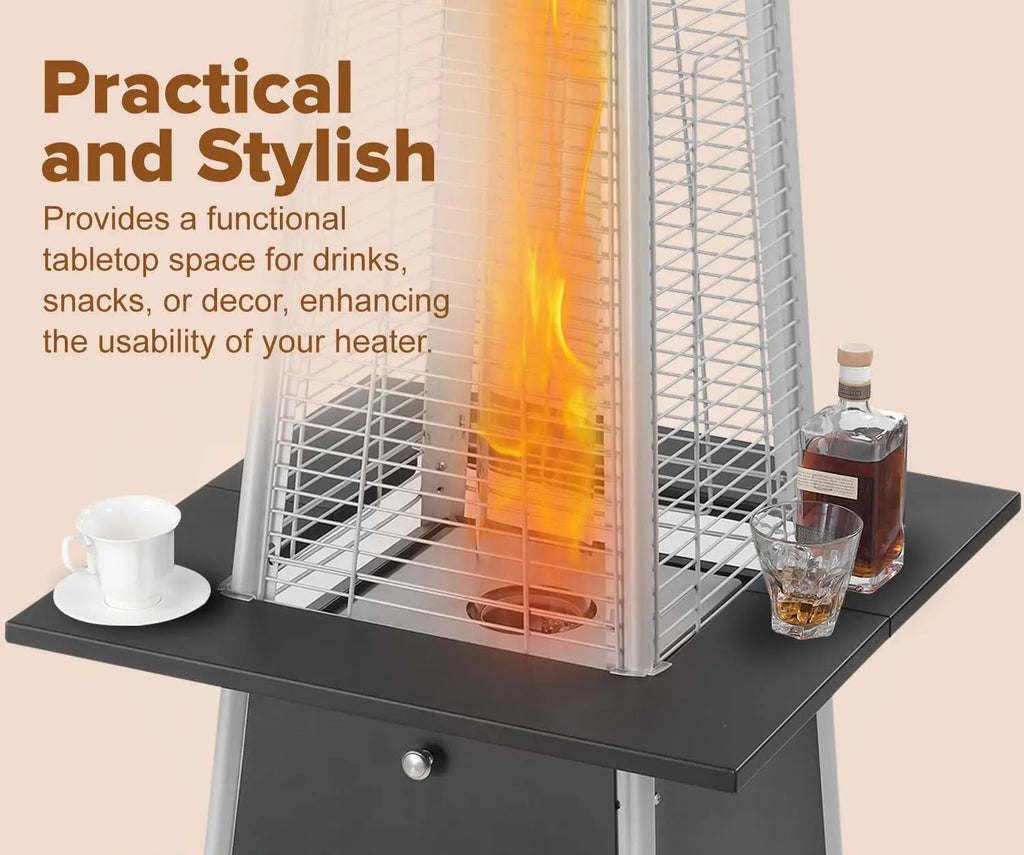 Pyramid Flame Patio Heater Accessory Table - Black