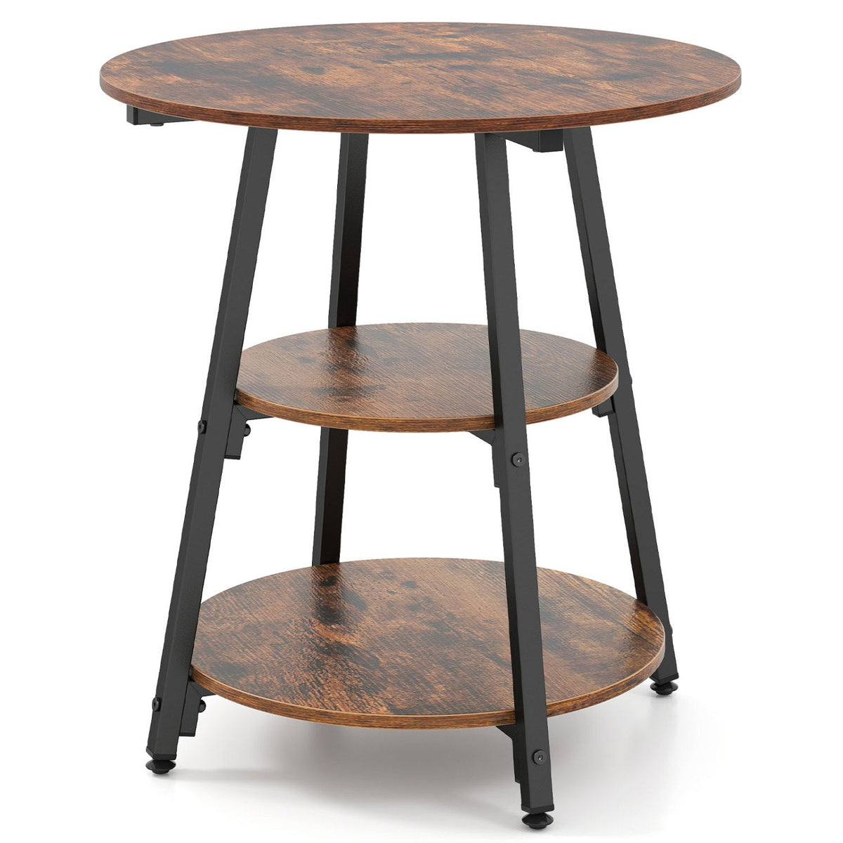 3-Tier Industrial Side Table with Metal Frame