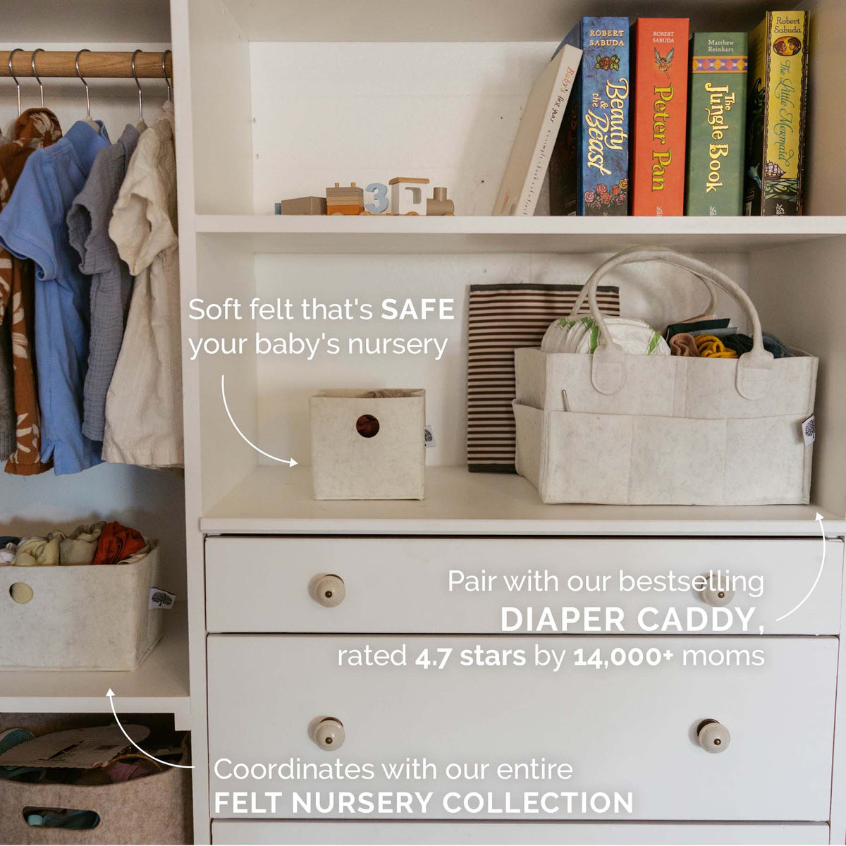 3-Pack Felt Drawer Organizer Bins