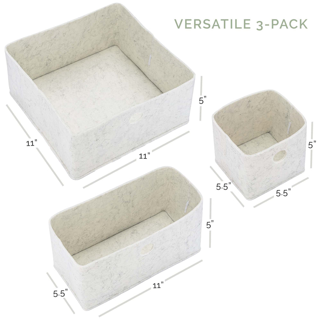 3-Pack Felt Drawer Organizer Bins