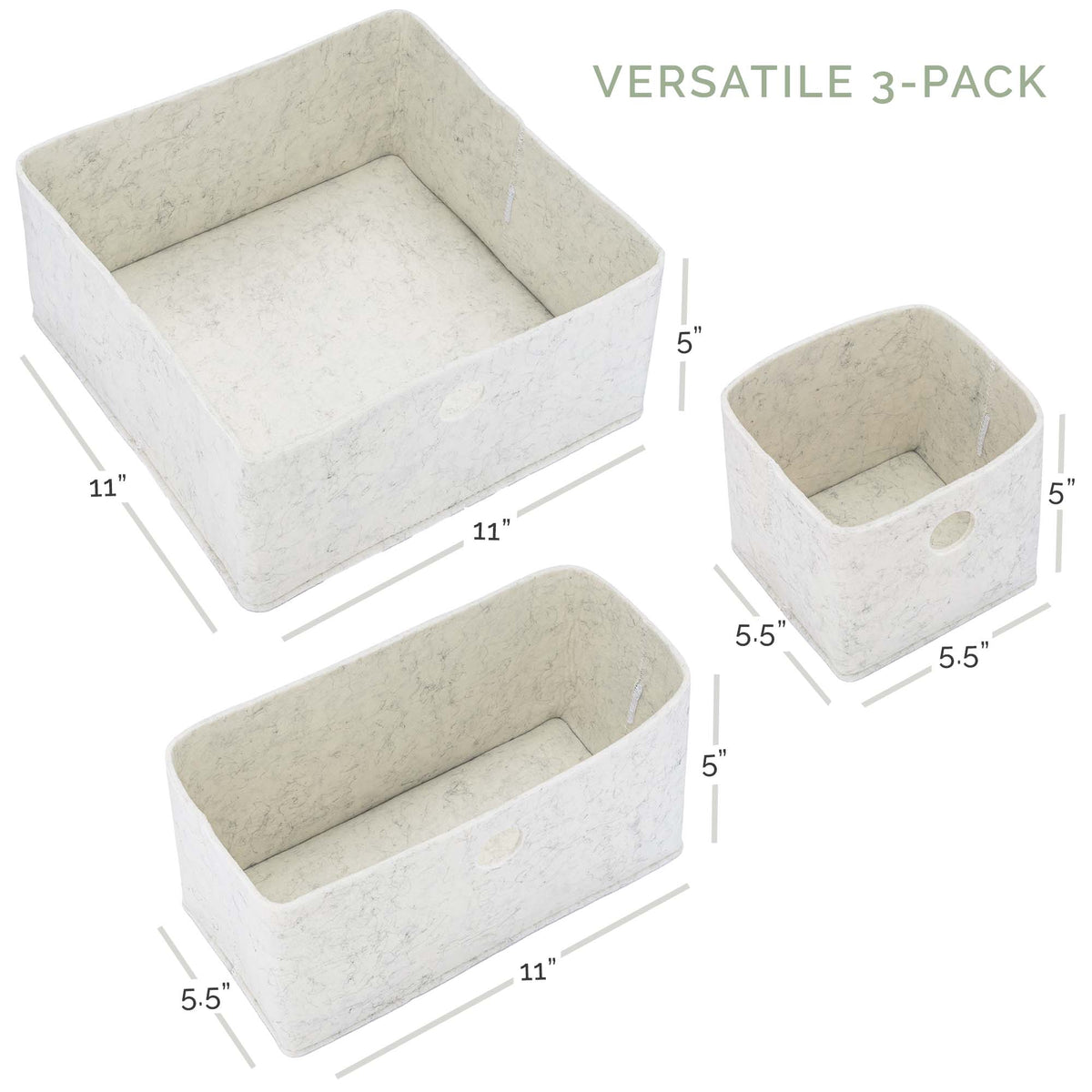 3-Pack Felt Drawer Organizer Bins