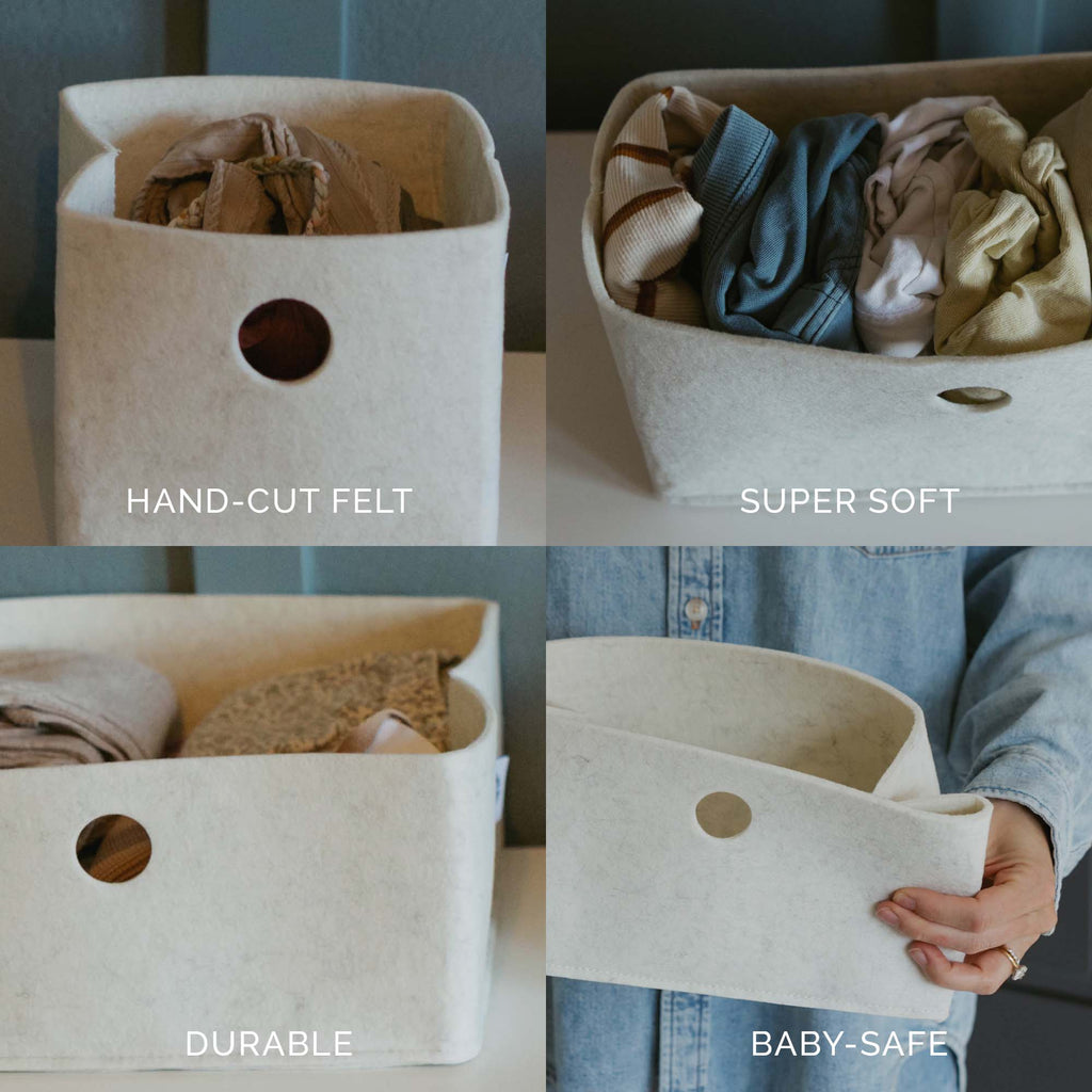 3-Pack Felt Drawer Organizer Bins