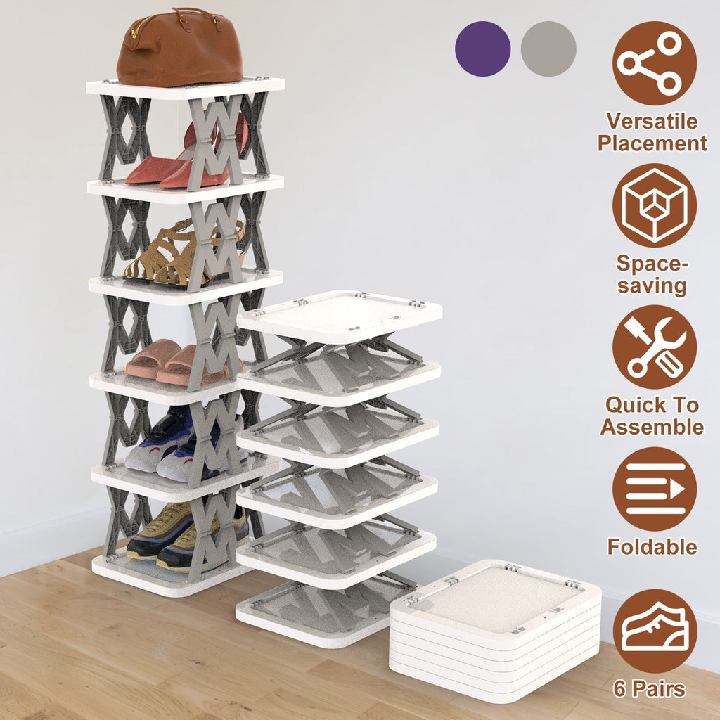 6-Tier Foldable Narrow Shoe Rack