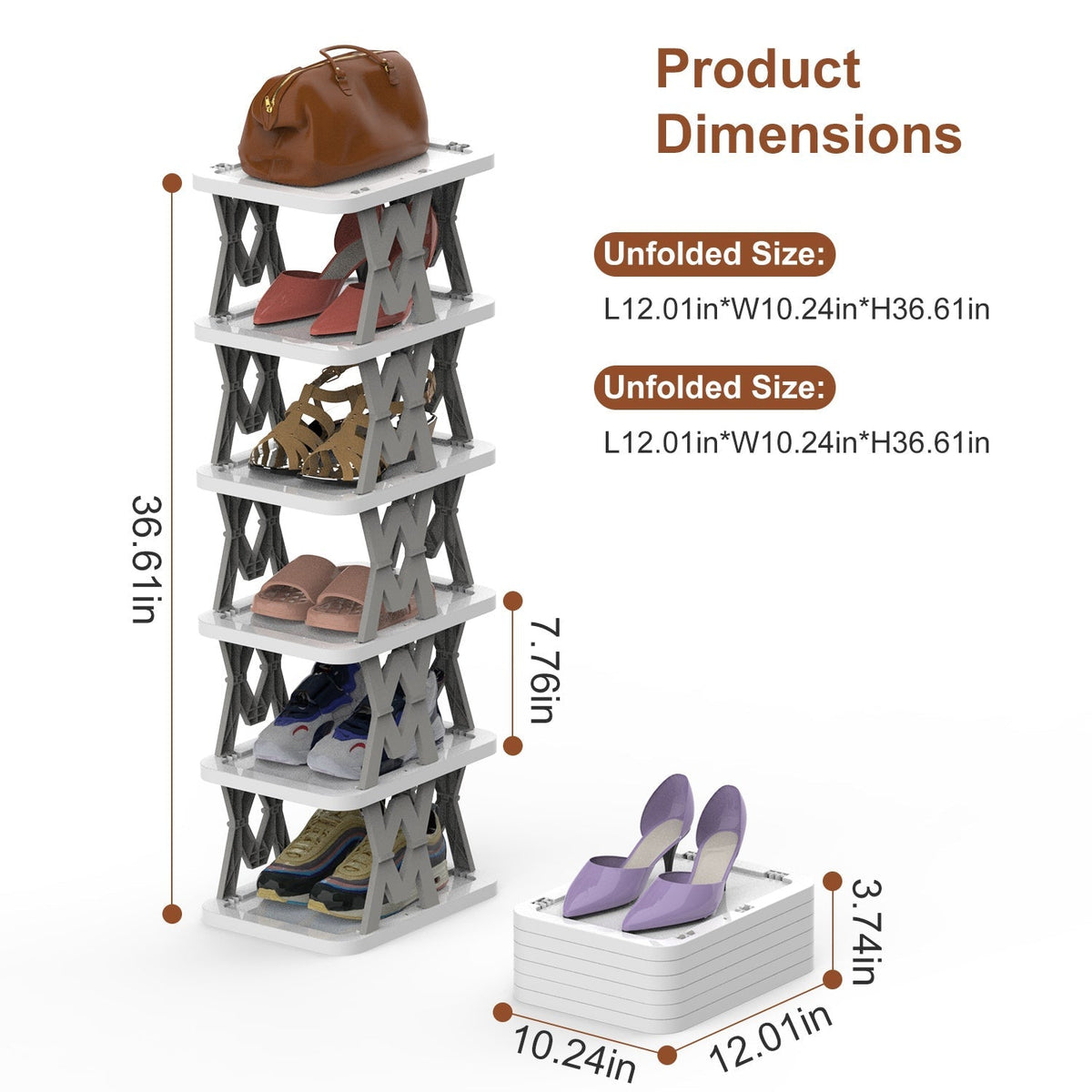 6-Tier Foldable Narrow Shoe Rack