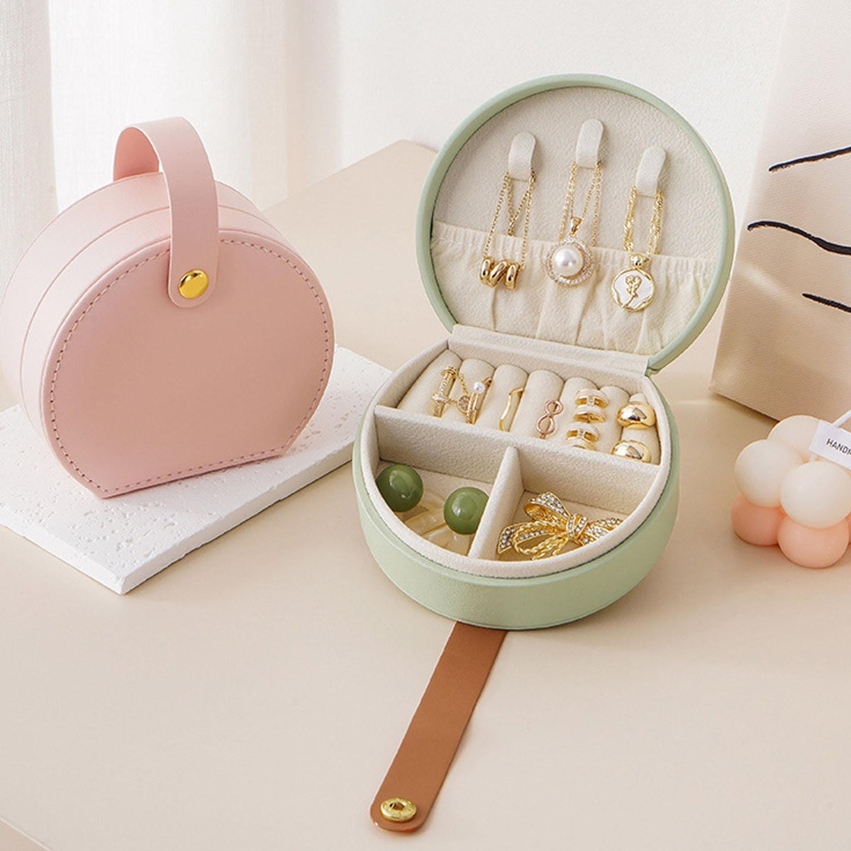 Mini Travel Jewelry Box Organizer for Compact Storage on the Go