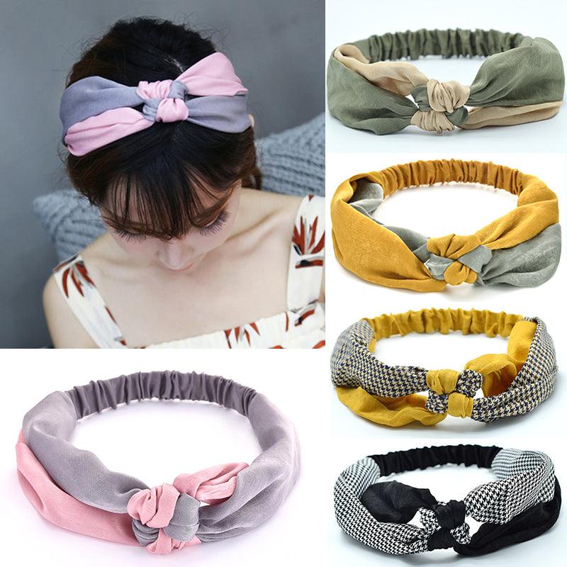 New Fashion Women Elegant Soft Headband Vintage Cross Knot Elastic Hair Bands Solid Girls Hairband Hair Accessories Gorgeous Hair Accessories For Women